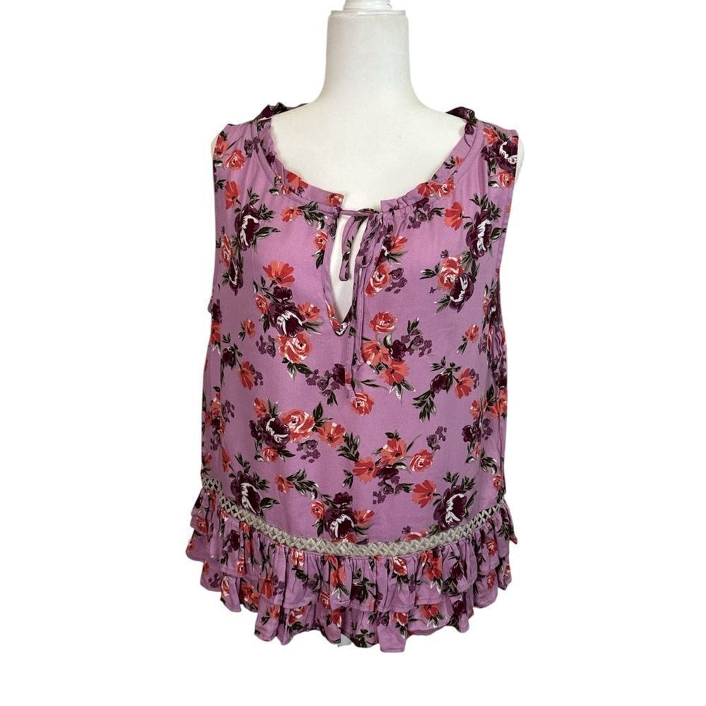 Altar’d State Floral Purple Sleeveless Top
